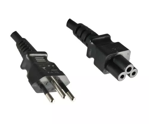 Netzkabel Brasilien Typ N auf C5, 0,75mm², INMETRO, schwarz, Länge 1,80m
